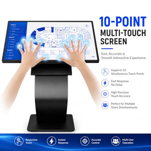 Image of 32 inch Touch Screen Kiosk, Windows11 System(8+128g), K-Style Stand Inquiry Machine, Human-Machine Interaction Smoothly for Mall Navigation /Self-Ordering /Advertising /Retail Store