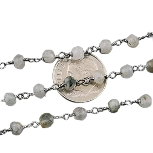 Chaîne Rosaire Rutile Noir Facetté 3mm pour Finir vos Bijoux Sans Enfiler