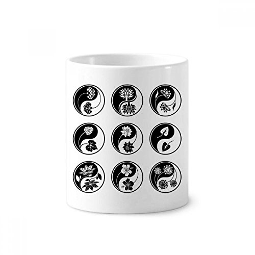 Gobelet en céramique yin-yang fleur pour bureau et salle de bain