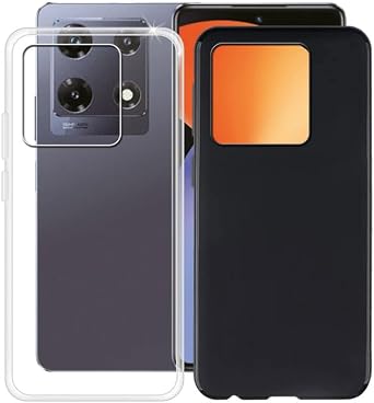 Phone Case for Infinix Note 30 Pro 6.67", Clear + Black Case - Ultra-Thin Soft Silicone [Shockproof X Anti-Scratch] TPU Bumper Back Cover for Infinix Note 30 Pro
