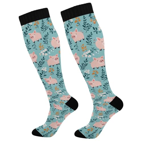 Image of Wusikd Pirate Skulls Compression Socks for Women and Men Circulation Cute Long Socks for Athletic Running 1
