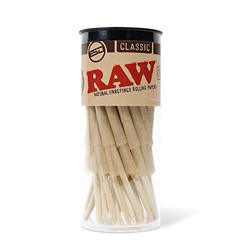 RAW Pre Rolled Cones 70/24 | 50 Pack | Tiny Sized Prerolled Cones 70mm in Length with a 24mm Tip - Small, Portable, for Quick Smoking Sessions - 50 Cone Pack