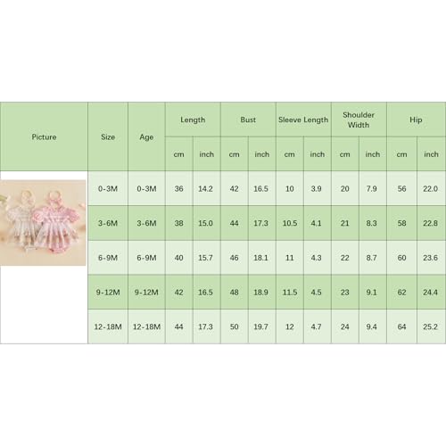Caziffer 2Pcs Ensemble Bébé Fille, Robe Barboteuse Brodée à Manches Bouffantes, Patchwork en Tulle, avec Bandeau, Tenue pour Bébé Fille Été, 0-18 Mois (Rose, 9-12 Months) – vue 9