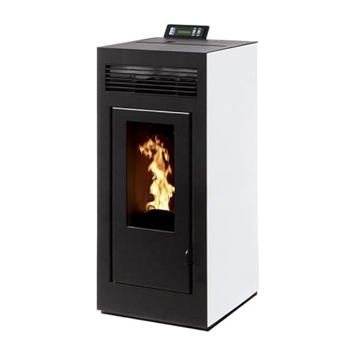 Pack Poêle à granules MARINA 13KW Etanche sortie Concentrique sur le dessus + Kit Conduit Vertical 80/125 - Blanc + Télécommande + WIFI Cover