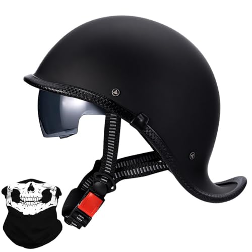 Retro Motorrad Halbhelme Deutscher Stil Motorradhelm Jethelm mit Visier Halbschalenhelm mit ECE Roller Mofa Offenem Helm Cruiser Chopper Moped Scooter Helm für Herren und Damen