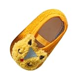 Calzini per neonati, scarpe per primi passi calde, per bambini, per interni, antiscivolo, per bambini, con suola morbida, traspiranti, per battesimo, giallo., XXL
