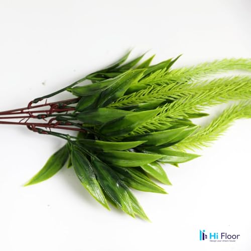 Image of Enhance Your Space with Artificial Leaf Decor Foliage for Stunning Interiors Decorative Items for Home;Office; Room; Living Room; Table; (Without Vase) (Pack of 1, Grean 3)