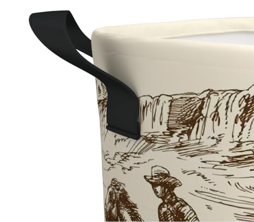 Image of Western Cowboy Laundry Basket Gifts for Boys, Boys' Room Decor Baby Nursery Hamper Western Room Decor 17.7x13.7 Inch