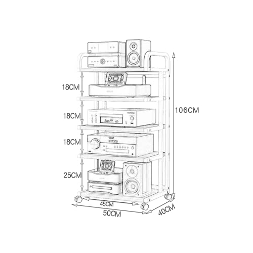 XingLi Movable Media Stand Entertainment Center for TV, AV Media Stand, Consoles, Streaming, Audio Video Components, Stereo Equipment, Gaming Devices?5 Tier Shelf(Color:B)