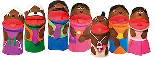 Fantoches Família Negra Com 7 Personagens Em Feltro