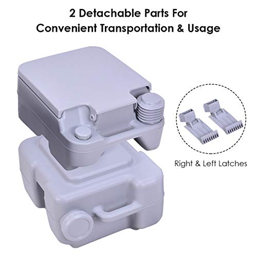DORTALA 5 Gallon Portable Toilet, Portable RV Toilet with Detachable Waste Tanks & Ergonomic Handle, Leak-Proof Toilet for Camping, RV, Boating and Other Recreational Activities by DORTALA - Image 6