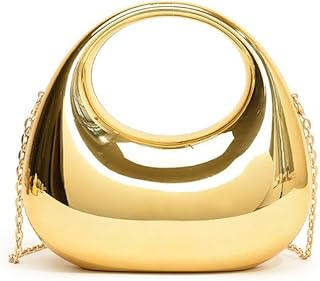 DOSYSO Moon Clutch Purse Acrylic Evening Handbag for Women Crossbody Sling Bags with Detachable Chain Strap Glossy Stylish Latest Ladies Girls Small Size Cute Wallet Party Wedding Gift item