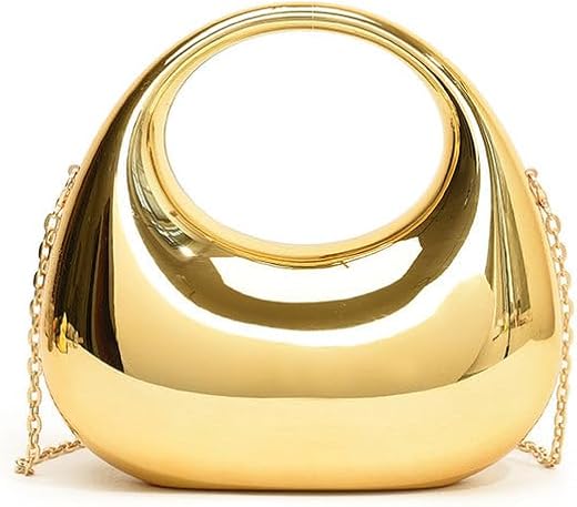 Moon Clutch Purse Acrylic Evening Handbag for Women Crossbody Sling Bags with Detachable Chain Strap Glossy Stylish Latest...