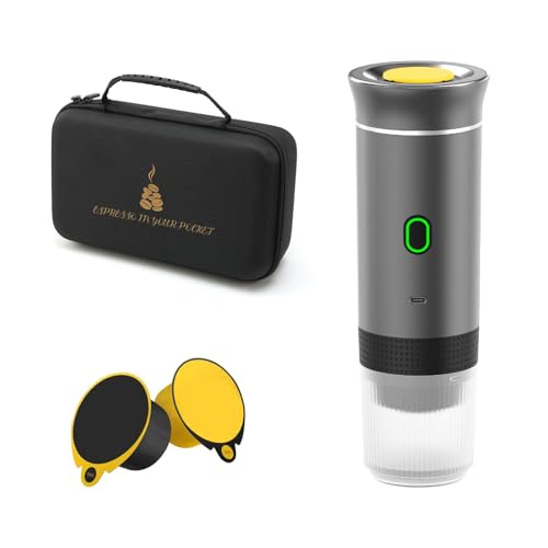 Cafetera de café expreso portátil, minicafetera con USB-C, 12 V, cafetera eléctrica de viaje, compatible con cápsulas NS y café molido para camping, viajes, oficina (con bolsa de almacenamiento)