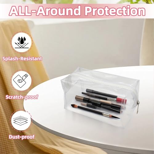 lakigoes Transparente Kosmetiktasche, Kulturbeutel durchsichtig PVC, Reise Aufbewahrungstasche für Flüssigkeiten, Schminke, Schulbedarf, 18×9.5×10cm