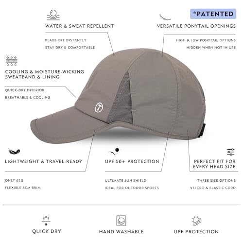 Image of TOP-EX ChicPony UPF 50+ Cooling High Ponytail Baseball Cap for Women | Cool-touch wicking band, hidden 4 in slot fits high /low ponytails; 2.3 oz, packable, airy, quick-dry, adjustable for sports