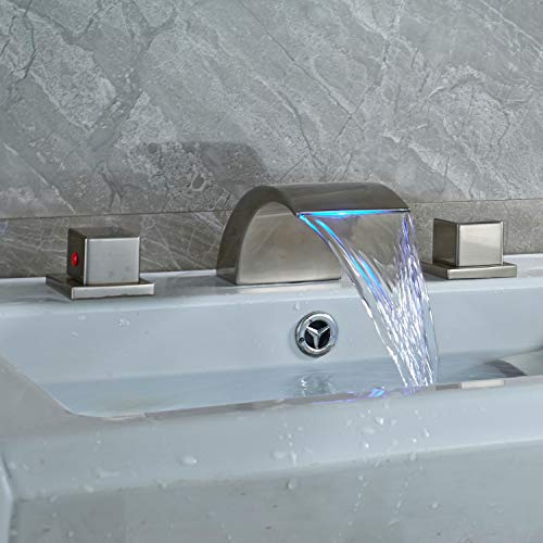 Rozin Bathroom Faucet Two Handles Led Light Waterfall Basin Sink Vanity Faucet Deck Mounted Three Hole #TOP1