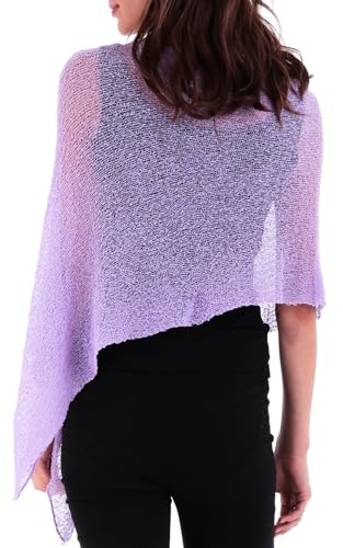 Image of SHU-SHI Womens Sheer Knit Poncho Shrug Lightweight Cover Up One Size Fits Most