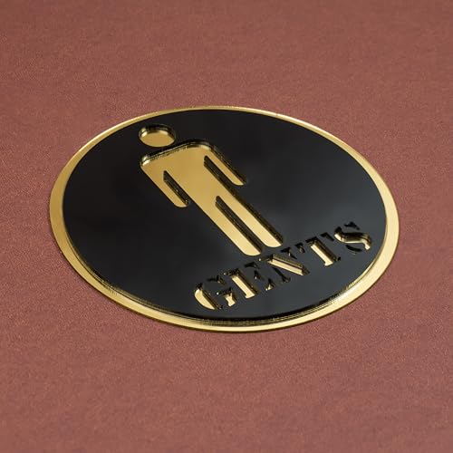 Image of Gent Round Acrylic Signage Sticker - Self-Adhesive Men Restroom Sign for Office, Storefront, Cafe, Hotel, Restaurant, Business & Shop - Premium Black Gold Label for Glass & Smooth Surfaces