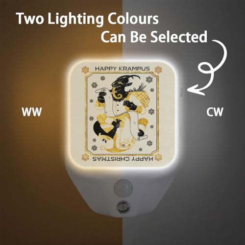 Image of Happy Krampus Plug-in Led Night Light with Auto Dusk to Dawn Sensor for Room Decor, Black Gold Adjustable Brightness Warm White Lights for Hallway,Bedroom, s Room, Kitchen, Stairway