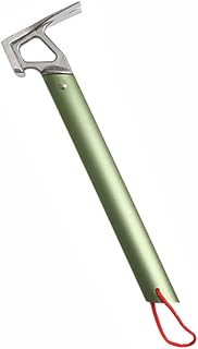 Camping Claw Hammer, Multi-Functional Tent Stake Hammer, Stainless Steel Ox Horn Head, Aluminium Handle for Camping Hiking Backpacking Gardening (Green)