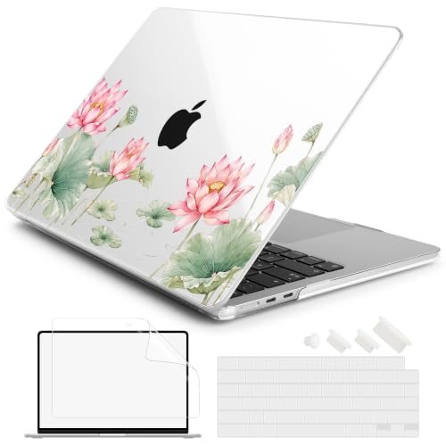 Batianda Case for MacBook Air 15" 2026 M5 M4 M3 M2 Chip, Pink Lotus Pond