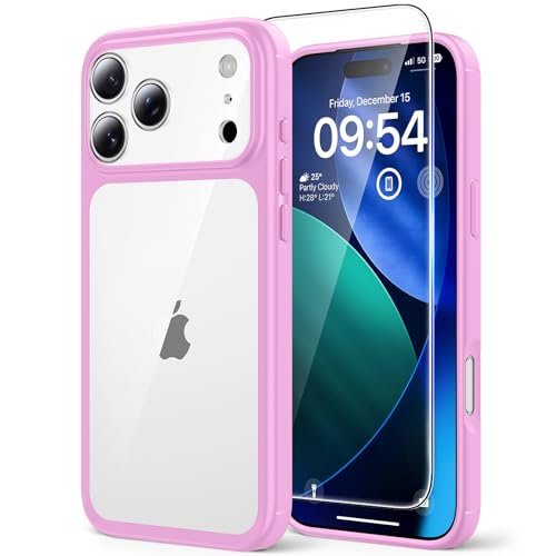 Coque iPhone 17 Pro Max rose TAURI avec verre trempé