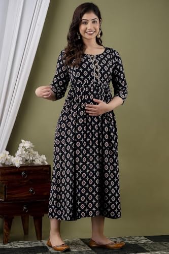 Image of Women's Maternity Kurti for Feeding Zippers | Feeding Kurti with Concealed Zip for Pre & Post Pregnancy |Maternity Dresses for Women (Combo Pack of 2 Kurti)