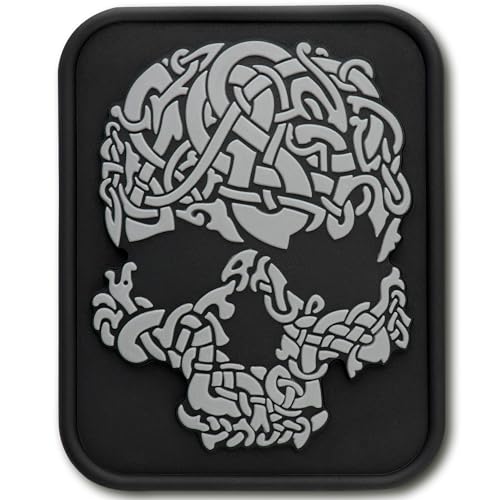 M-Tac Morale Patches - PVC 3D Military Tactical Patch - Viking Skull (Gray)
