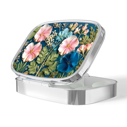 Image of Pill Box-2 Compartment Small Pill Case Portable for Pocket & Purse Single Pill Carrier Pill Container to Hold Vitamins Medication Fish Oil and Supplements BPA-Free
