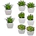 Set Of 8 Small Green Succulent Artificial House Plants Ceramic Pots Home Office