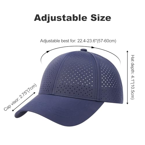 Image of FEINION Men Summer Adjustable Performance Hat Breathable Snapback Laser Perforated Mesh Baseball Cap