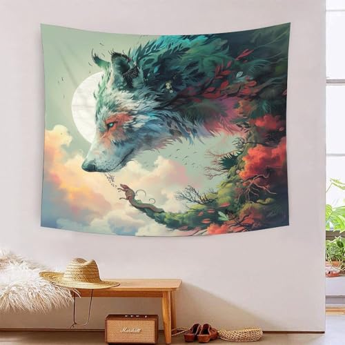 Tapisserie loup 3D art mural en tissu de haute qualité pour salon