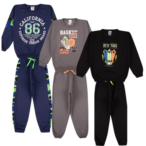 Kit Sortido 4 Peças de Roupas Masculino Infantil Inverno – 2 blusas casacos + 2 calças de 1 ao 10 –