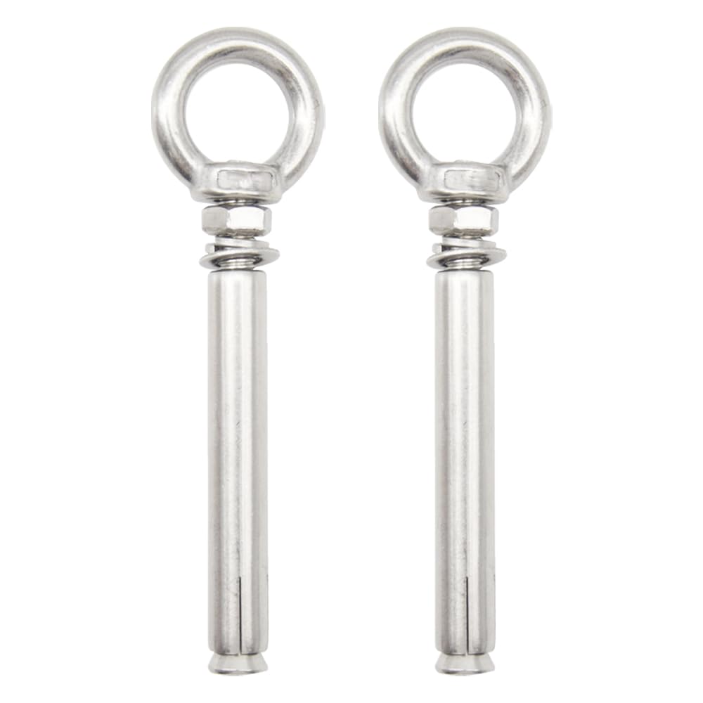 2 Pcs M10x100mm Expansion Eye Bolt 304 Stainless Steel Heavy Duty Lifting Ring Anchor Bolt Closed Hook Durable Wall Fastener Mounting Hanging Rigging Hardware for Concrete(M10*100MM)