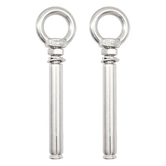 2 Pcs M10x100mm Expansion Eye Bolt 304 Stainless Steel Heavy Duty Lifting Ring Anchor Bolt Closed Hook Durable Wall Fastener Mounting Hanging Rigging Hardware for ConcreteM10*100MM