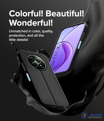 Image of Jkobi Back Cover Case for Realme C65 5G (Textured Grip Design | Micro-Fiber Cloth Inside | Slim and Light Weight | Soft Touch and Feel | Black)