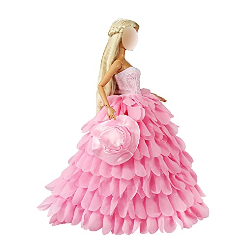 Barwa Princess Evening Party Clothes Wears Dress Outfit Set For 11.5 Inch Doll With Hat (Pink Wedding Dress) #TOP4
