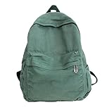 AFGWK Vintage Canvas Backpack for Women, Grunge Hippie, Cute Boho School Backpack, Casual Y2K Aesthetic Rucksack, Green, B11,4 x H15,3 x T5,5 Zoll