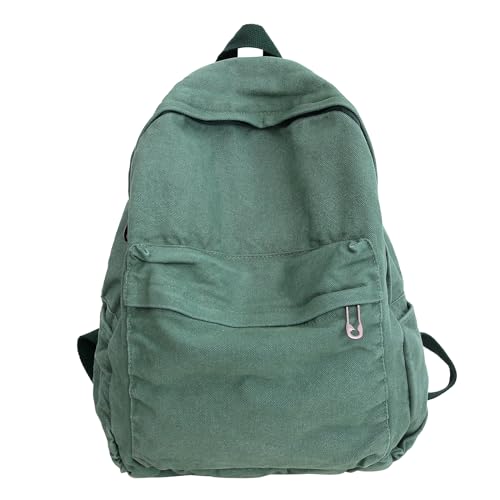 AFGWK Vintage Canvas Backpack for Women Grunge Hippie Cute Boho School Backpack Casual Y2K Aesthetic Backpack (Green)