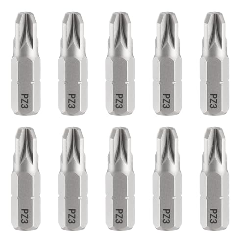 Image of sourcing map 10pcs PZ3 Screwdriver Bit 1/4" Hex Shank 25mm/1" Length Magnetic Phillips Slotted S2 Steel Screw Driver Bit