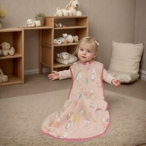 Image of Baby Sleeping Sack Muslin Summer (12-24m) 0.5 Tog Cotton Lightweight Infant Sleeping Bag Toddler Wearable Blanket Breathable Thin Sleeper Sack