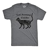 Funny Cat Lovers Shirt for Men – Cat Petting Guide Chart Design – Cotton Blend Comfort Humor Outfit – Pet Lover Shirt for Everyday Wear - Grey M