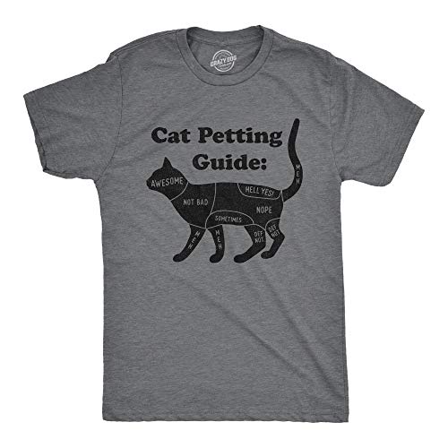 Mens Cat Petting Guide Tshirt Funny Pet Kitty Lover Crazy Cat Lady Novelty Tee Mens Funny T Shirts Funny Cat T Shirt Novelty Tees for Men Dark Grey S