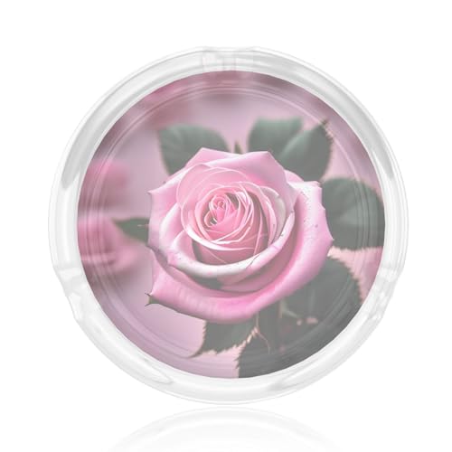 Cenicero de cristal rosa y rosa, cenicero de cigarro, bonito cenicero para balcón al aire libre, decoración interior y exterior