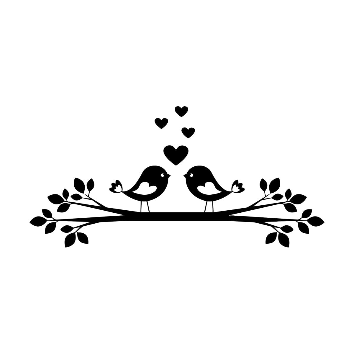 Birds Love Tree Branch Nursery Children's Playroom Fine Carving Stickers 28x59.4cm It Won't Fall Off Small Black