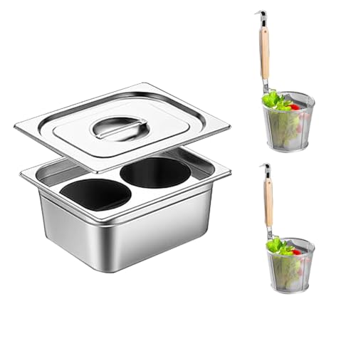 Cuece pastas Ollas para cocinar pasta con divisor y colador, juego de insertos para cocinar pasta de 2, 4 y 6 orificios para cocinar fideos, pastas y albóndigas, 4 orificios