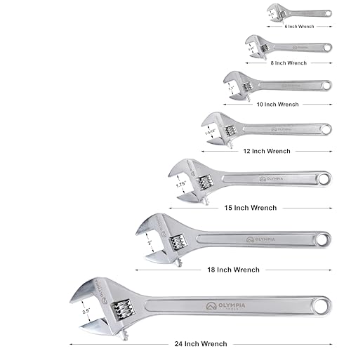 Olympia Tools 24" Adjustable Wrench, Heavy Duty Drop Forged Steel, Chrome Plated, Precision Machined Jaws, Rust Resistant by Olympia Tools - Image 8