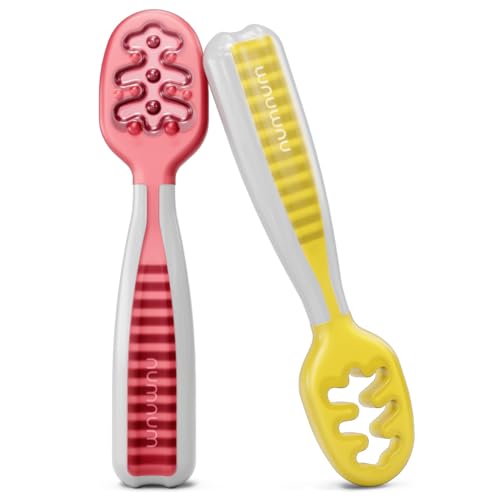 NumNum Baby Spoons Self Feeding 6 Months, 2-Pack Red/Yellow by NumNum - Used condition - US$11.16
