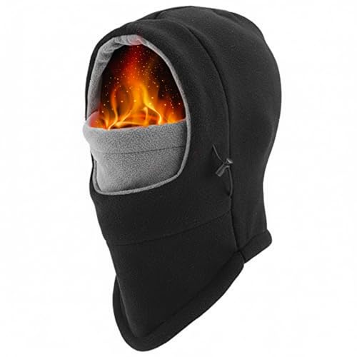 Thickened Balaclava-Ski-Mask for Men Women - Windproof Full-Face Mask Neck-Cover Warmer Sports Cap for Men Women Adjustable Thermal Winter Cold Weather Black